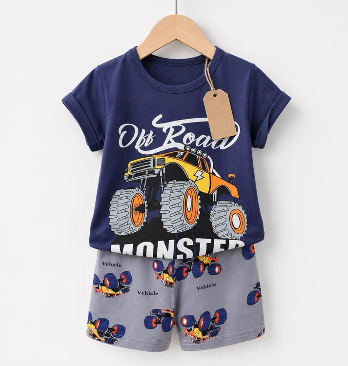 Kids Off-Road Monster Truck T-Shirt & Shorts Set