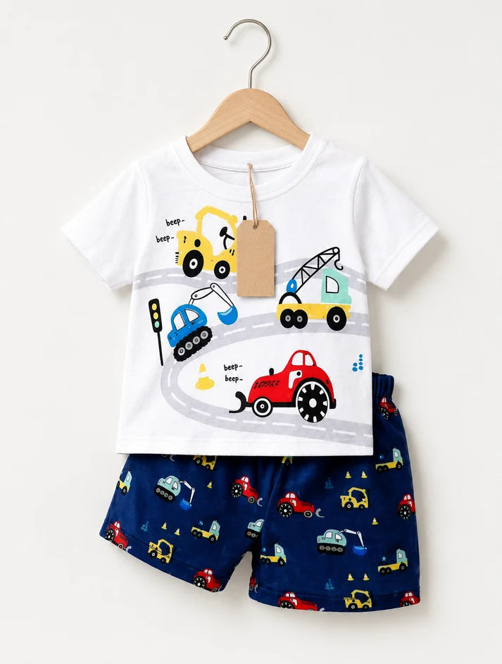 Construction Vehicle Kids T-Shirt & Shorts Set