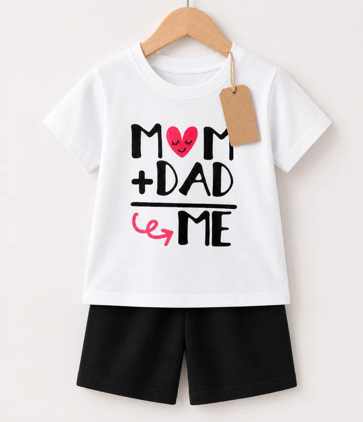 Mom + Dad = Me Kids T-Shirt & Shorts Set