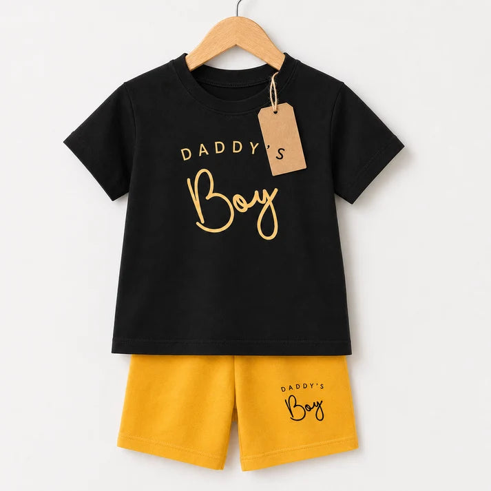 Daddy's Boy Black & Yellow T-Shirt and Shorts Set