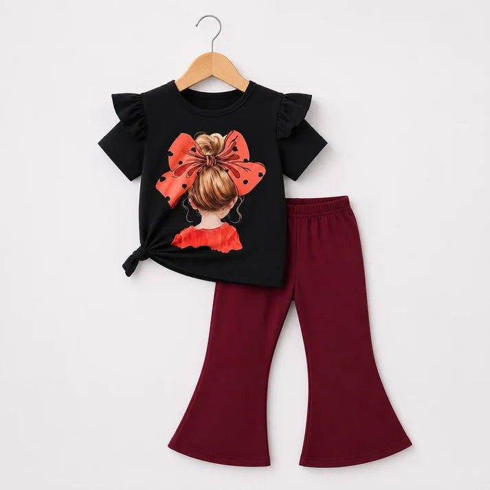 Ruffle Bow Girl Kids 2-Piece Set – product photo